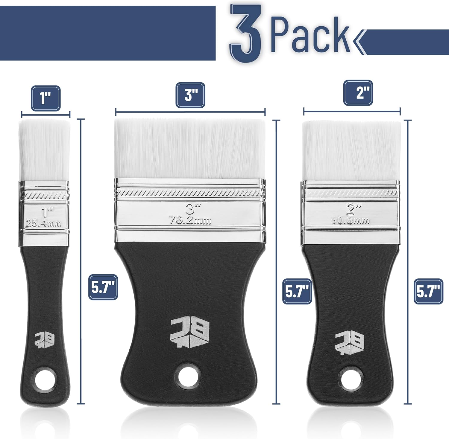 3-Pack Flat Paddle Paint Brush - đánh giá và giá Brush Bristle Set