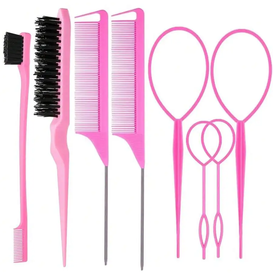 8Pcs Pink Hair Styling Set Wit - đánh giá và giá Brush Bristle Set