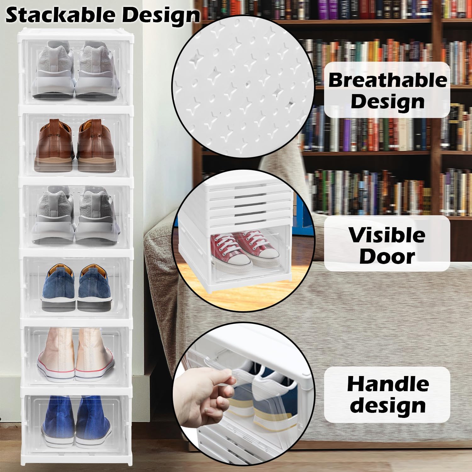 6-Tier Foldable Shoe Rack, Sho - đánh giá và giá Shoe Box Display